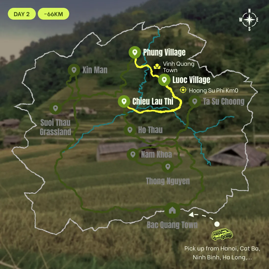 Route map, D2: Ban Phung - Ban Luoc - Chieu Lau Thi